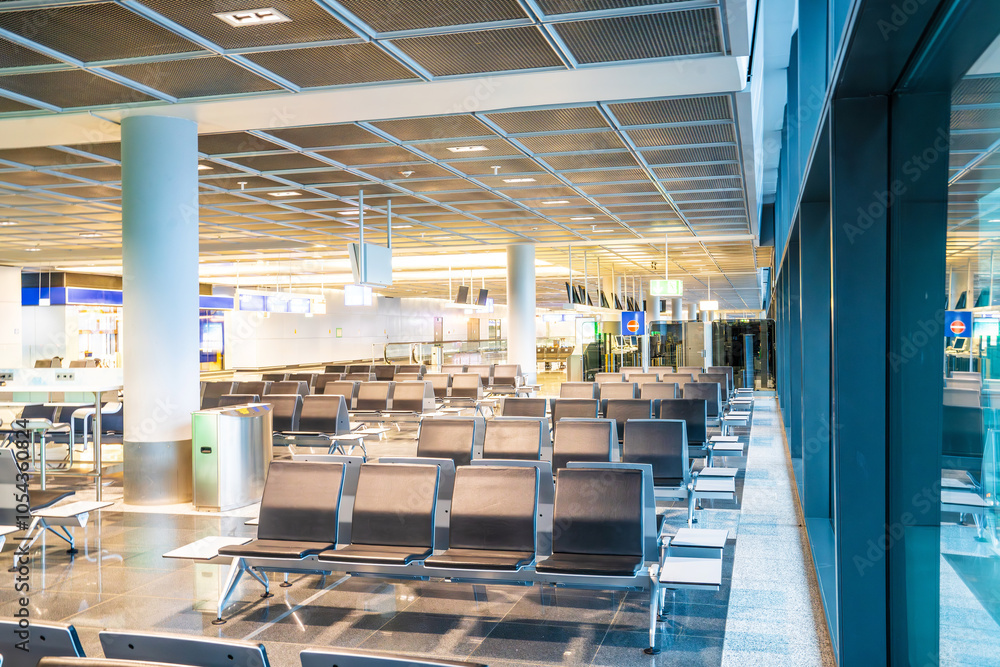 Airport gate waiting area travel concept, Frankfurt airport