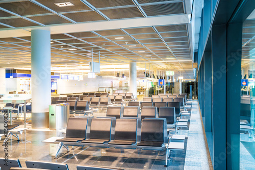 Obraz na płótnie Airport gate waiting area travel concept, Frankfurt airport w salonie