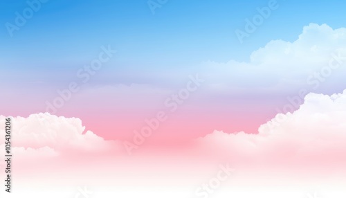 Blended gradient sky with soft, dreamy clouds, transitioning from pinks to blues for a peaceful, surreal vibe