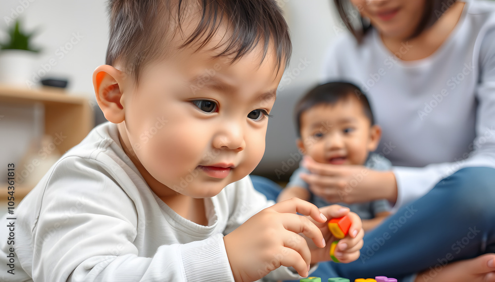 Close-up of a boy. Mom and son at a consultation with a child psychologist. The boy plays with toys sitting on the floor. Family relationships isolated with white highlights, png Close-up of a boy. Mom and son at a consultation with a child psychologist. The boy plays with toys sitting on the floor. Family relationships isolated with white highlights, png