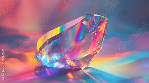 Smooth crystal surface with rainbow light refractions