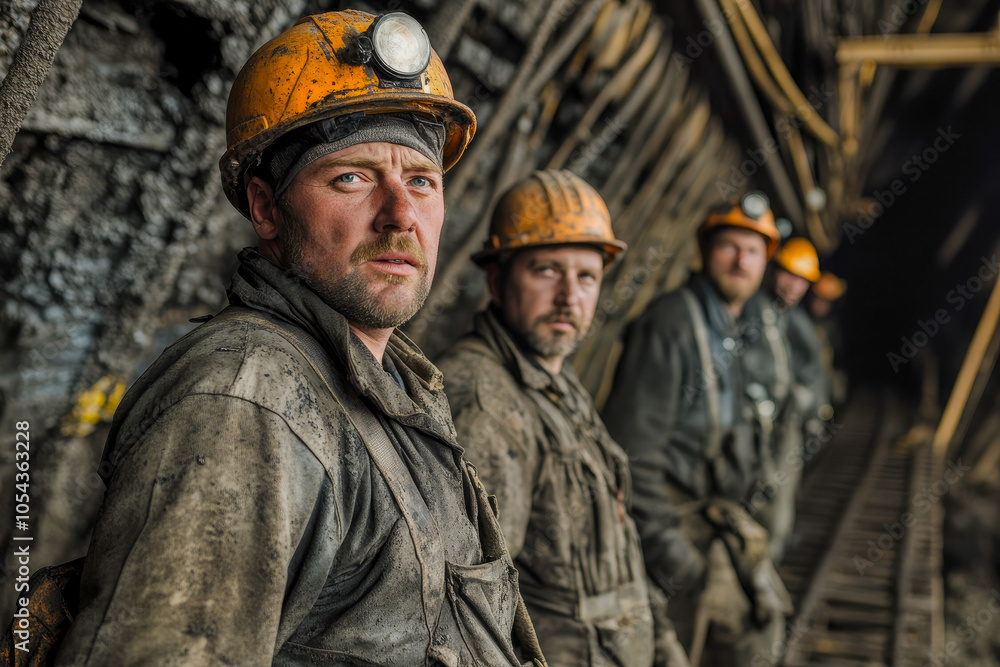 Miners working in the coal mine Miners working in the coal mine