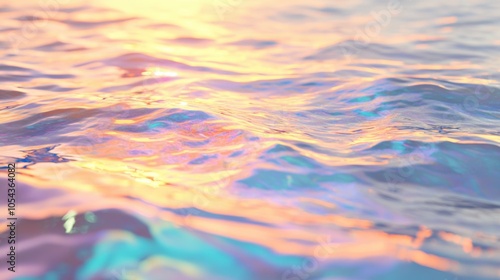 Soft waves of iridescent rainbow light flowing across the surface