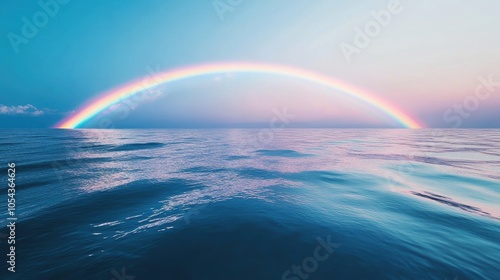 Subtle rainbow arcs on glassy ocean waves