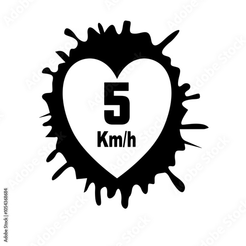 Road sign love heart 5 km/h vector