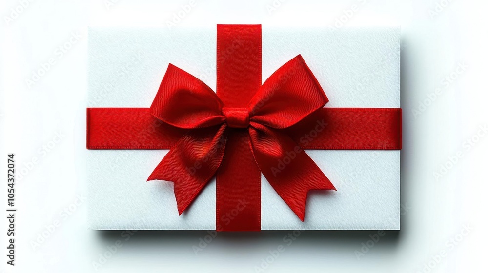 A photostock of a gift card wrapped in red ribbon, against a white background. A photostock of a gift card wrapped in red ribbon, against a white background.