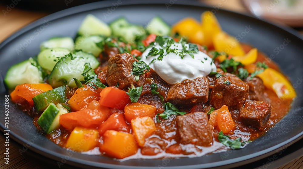 Delicious Beef Stew with Peppers Cucumbers and Yogurt Delicious Beef Stew with Peppers Cucumbers and Yogurt