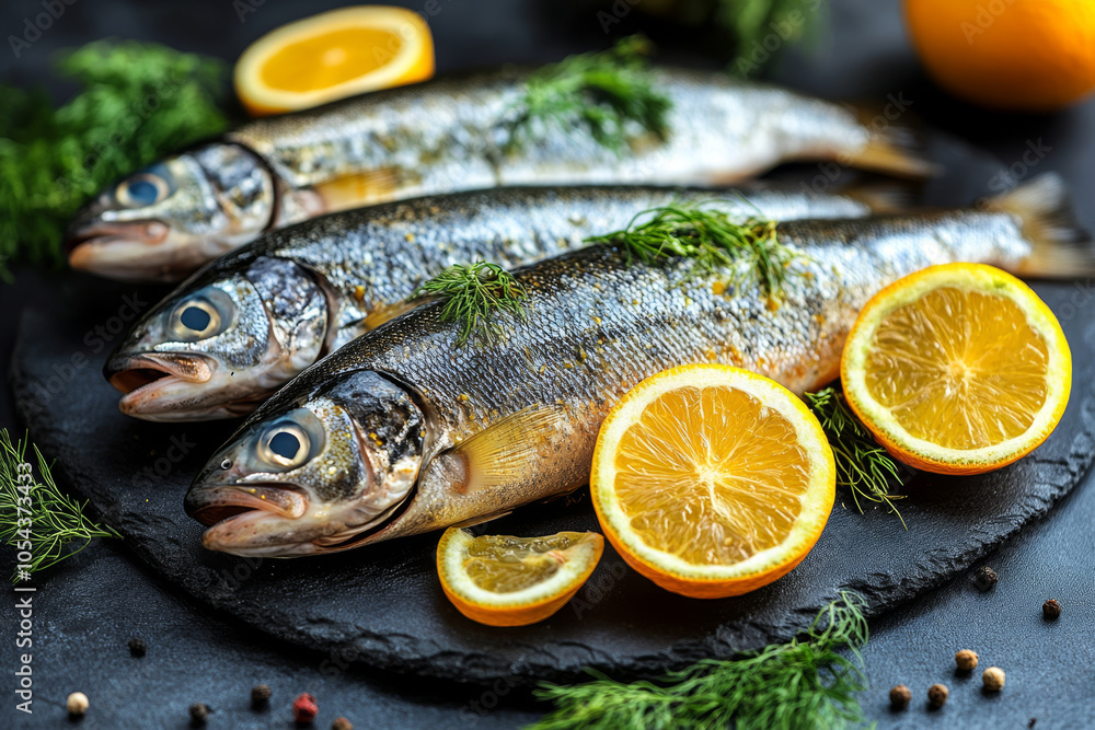 Grilled Mackerel fish served with fresh lemons and herbs. Grilled Mackerel fish served with fresh lemons and herbs.