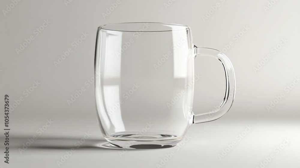 Empty Glass Mug with Handle Clear Drinkware for Mockups Empty Glass Mug with Handle Clear Drinkware for Mockups