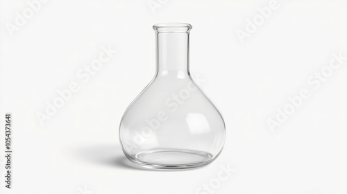 Empty Glass Flask on White Background Laboratory Equipment Chemistry Science Experime