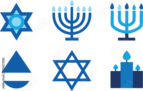 Minimalist Holiday Decor Menorah, Dreidel, and Star of David Silhouettes