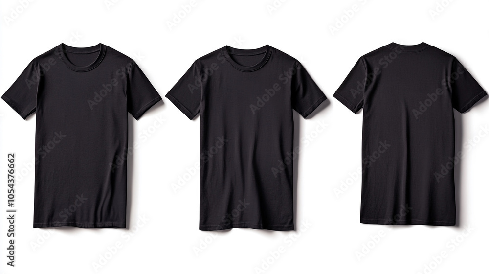 Blank Black T Shirt Mockup Front Back and Side Views Blank Black T Shirt Mockup Front Back and Side Views