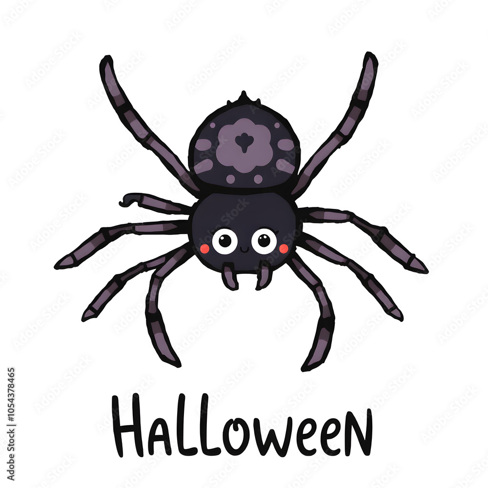 Cute Halloween spider illustration on a white background in a playful doodle style. Generative AI Cute Halloween spider illustration on a white background in a playful doodle style. Generative AI
