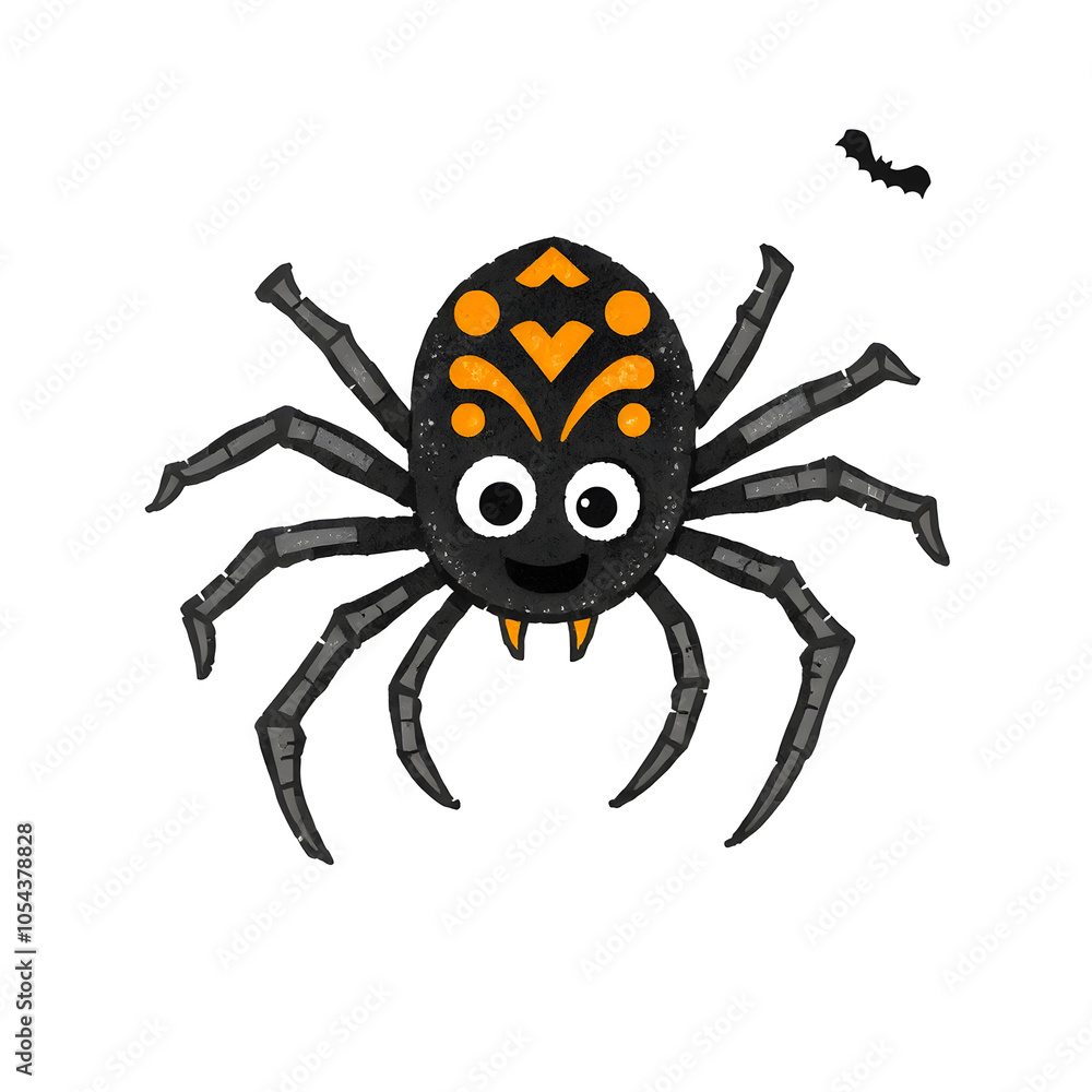 Cute Halloween spider illustration on a white background in a playful doodle style. Generative AI Cute Halloween spider illustration on a white background in a playful doodle style. Generative AI