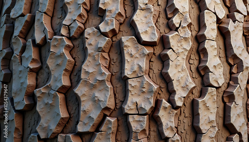 Oak bark texture pattern in gray-brown tones photo