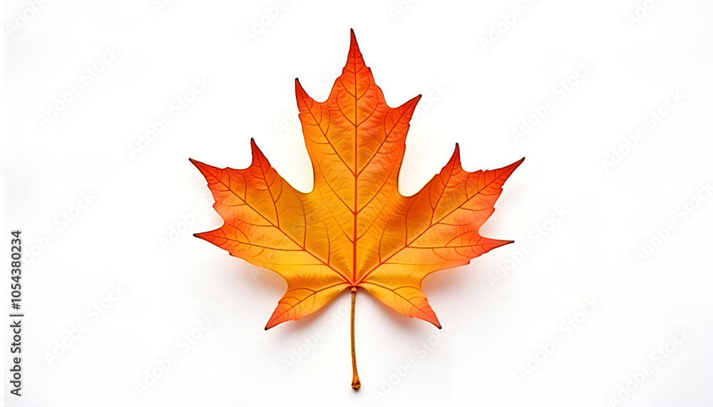 Autumn maple leaf on white background, vibrant colors, nature's detail. Autumn maple leaf on white background, vibrant colors, nature's detail.
