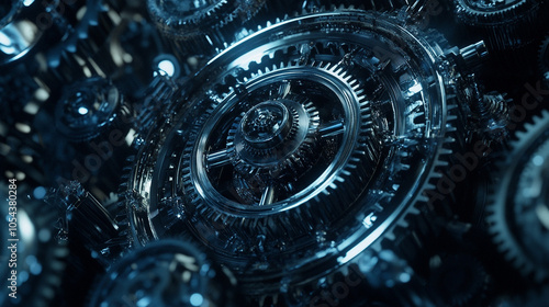 Abstract Metallic Gears and Cogs Machine Background