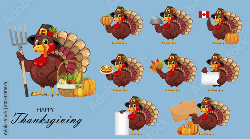Thanksgiving greeting card with a turkey bird
