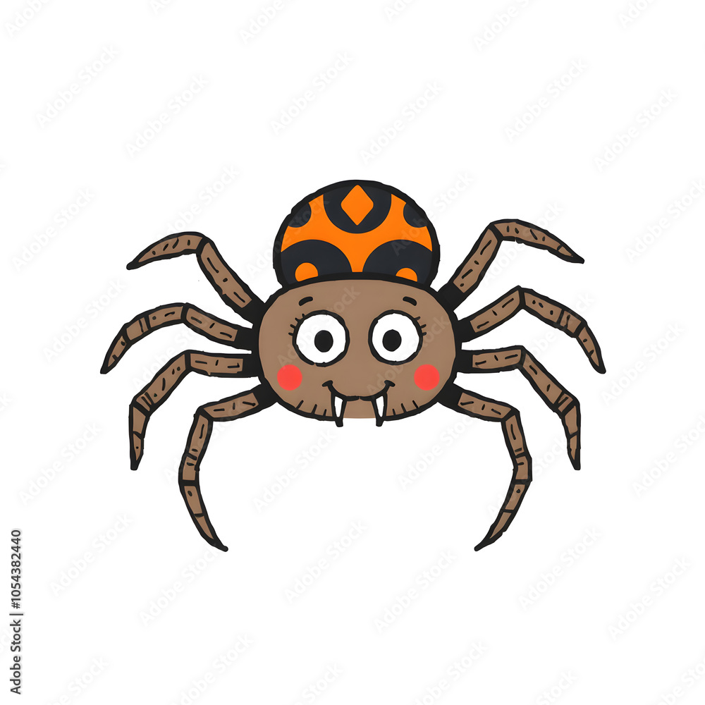 Cute Halloween spider illustration on a white background in a playful doodle style. Generative AI Cute Halloween spider illustration on a white background in a playful doodle style. Generative AI