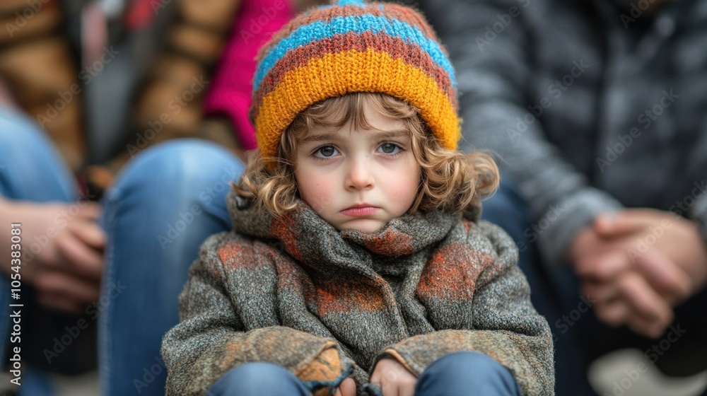 Child sitting between arguing parents, feeling caught in the middle of family conflict, symbolizing the emotional toll on children Child sitting between arguing parents, feeling caught in the middle of family conflict, symbolizing the emotional toll on children