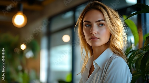 A Banner with Empty Space for Text Featuring a Female HR Manager
