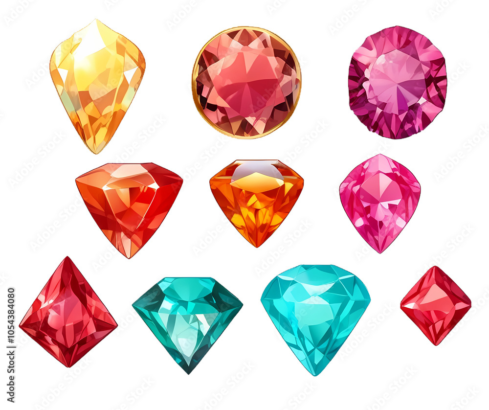 Fototapeta premium Collection_of_various_polished_gemstones for graphic design resource