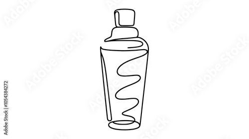 One continuous line illustration of a cocktail shaker, isolated on white background.