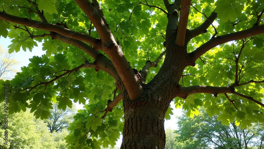 Lush fig tree with twisted trunk and wide canopy Lush fig tree with twisted trunk and wide canopy