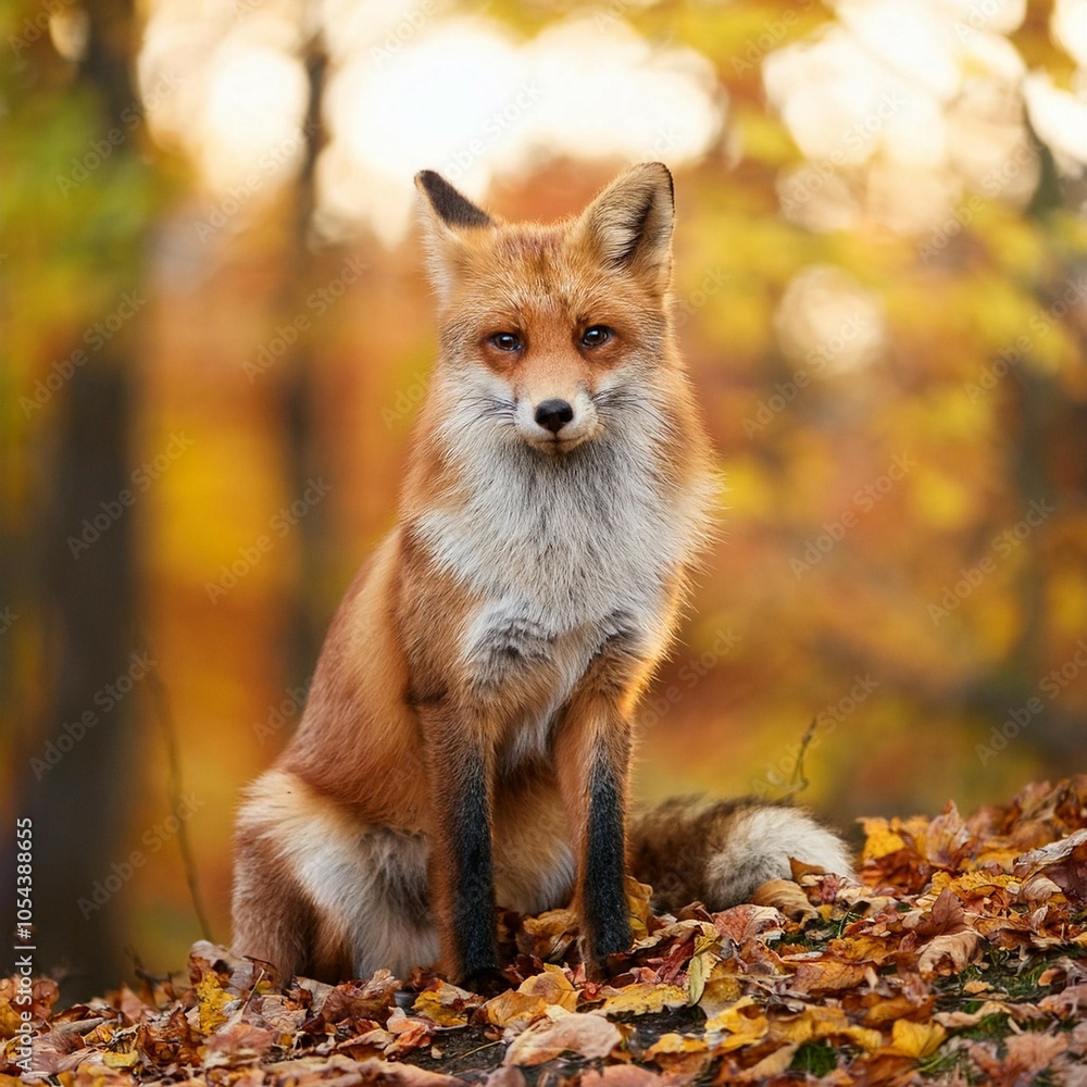 beautiful fox sitting in autumn forest beautiful fox sitting in autumn forest