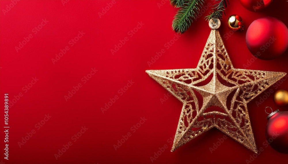 christmas decoration on red background christmas decoration on red background