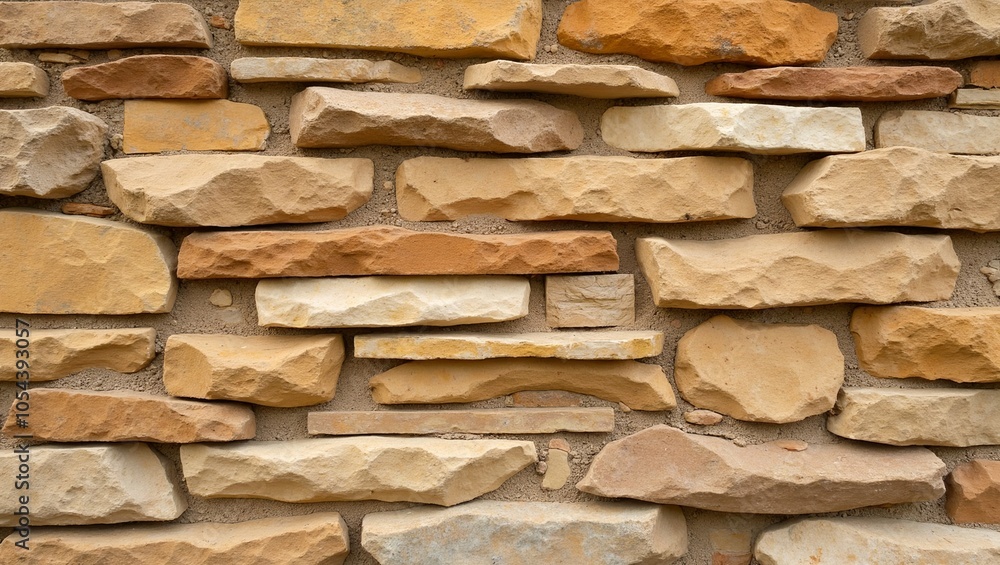 Stacked sandstone slabs with warm hues and rugged texture Stacked sandstone slabs with warm hues and rugged texture