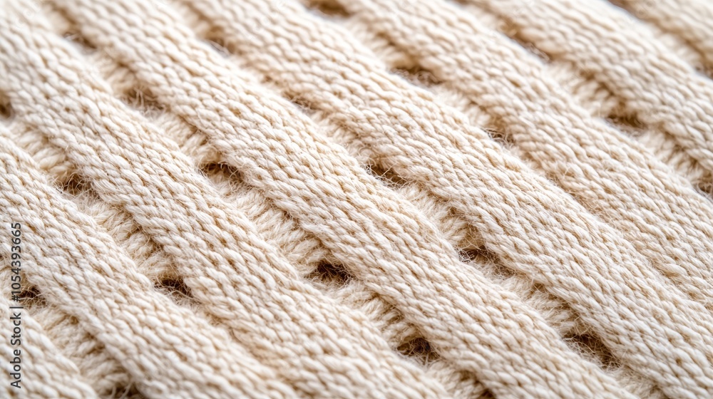 Soft Textured Cream Knitted Fabric Close-Up Soft Textured Cream Knitted Fabric Close-Up