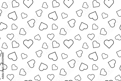 Black hearts on transparent background Isolated vector seamless pattern Lovely romantic design Textiles Fabric Wallpaper decorative Wrapping paper Valentine's Day Print fabrics Flat style