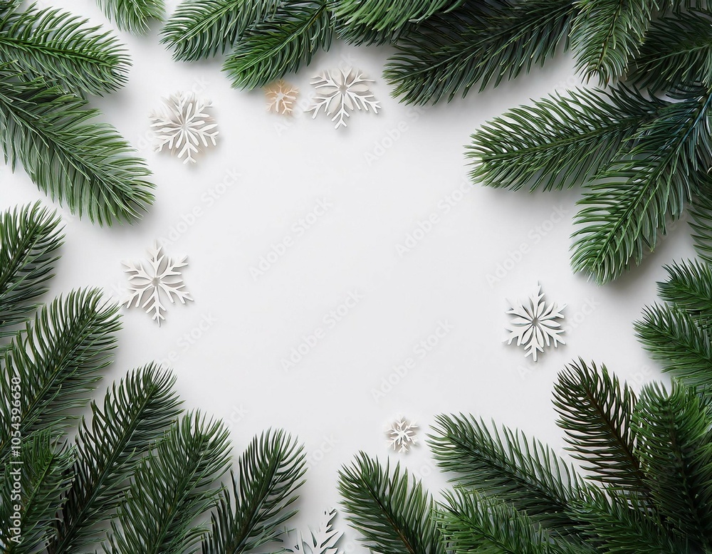 white festive christmas banner with christmas tree branches white festive christmas banner with christmas tree branches
