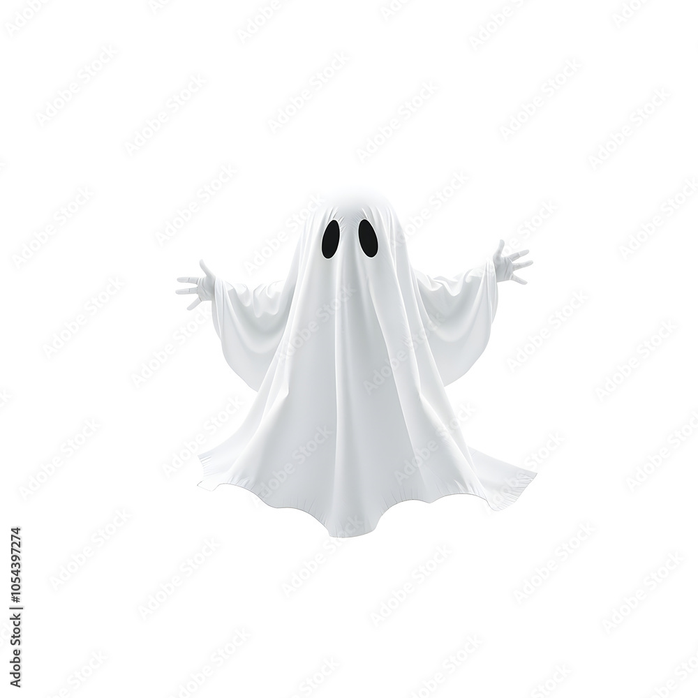 Ghost on white background. Generative AI Ghost on white background. Generative AI