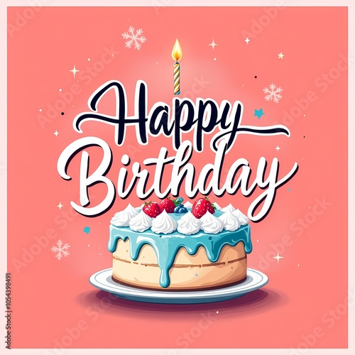 Obraz na płótnie happy birthday typography design with cake for greeting card w salonie