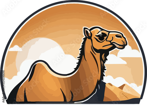 Camel Illustration vector design, Camel logo, Camel icon Design, camel in desert