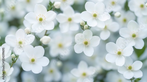 Beautiful white flowers blooming in a garden during springtime near a sunny pathway