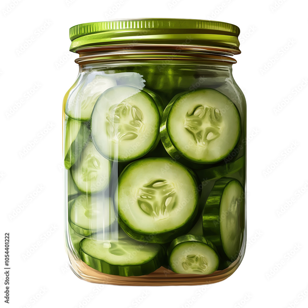 A jar of cucumbers on a white transparent background. A jar of cucumbers on a white transparent background.