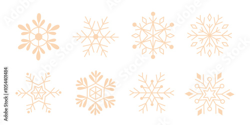 Set of various winter snowflakes