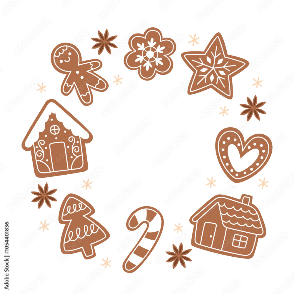 Christmas gingerbread cookie frame with copy space Christmas gingerbread cookie frame with copy space