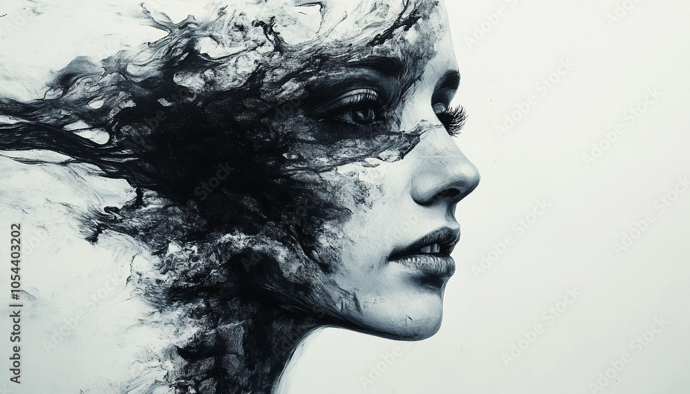 Abstract Portrait of Depression, Emotions Art Wallpaper Mental Health Background design Abstract Portrait of Depression, Emotions Art Wallpaper Mental Health Background design
