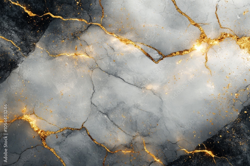 Elegant marbled surface with golden veins and cracks in an abstract design Elegant marbled surface with golden veins and cracks in an abstract design