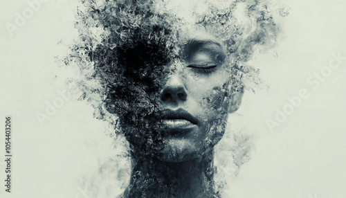 Abstract Portrait of Depression, Emotions Art Wallpaper Mental Health Background design