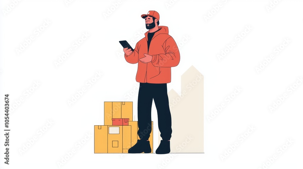 Minimalistic illustration of AI in Logistics Minimalistic illustration of AI in Logistics