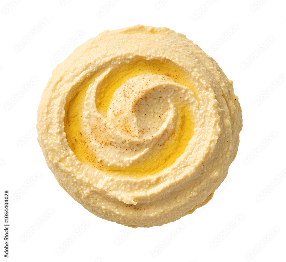Sample of delicious hummus isolated on white, top view Sample of delicious hummus isolated on white, top view