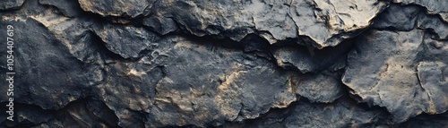 Close-up of Rugged, Dark Gray and Gold Rock Formation