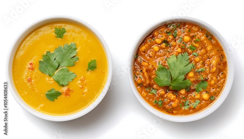  traditional Indian dal tadka with lentils, spices, and cilantro garnish served in white bowl