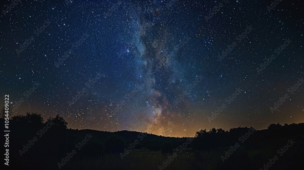 Starry night sky, galaxy and twinkling stars Starry night sky, galaxy and twinkling stars