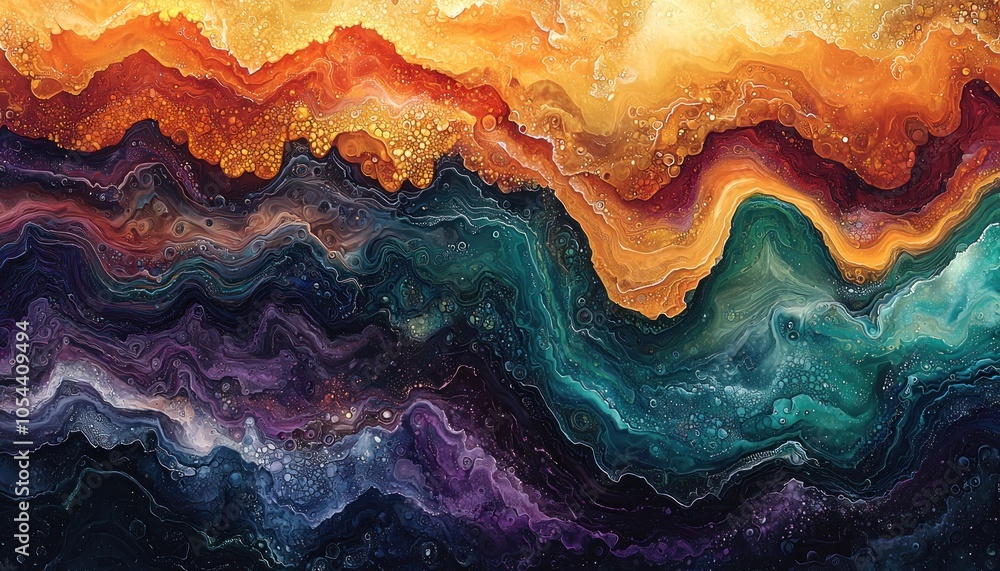 Abstract Swirling Liquid Paint in Vibrant Hues Abstract Swirling Liquid Paint in Vibrant Hues